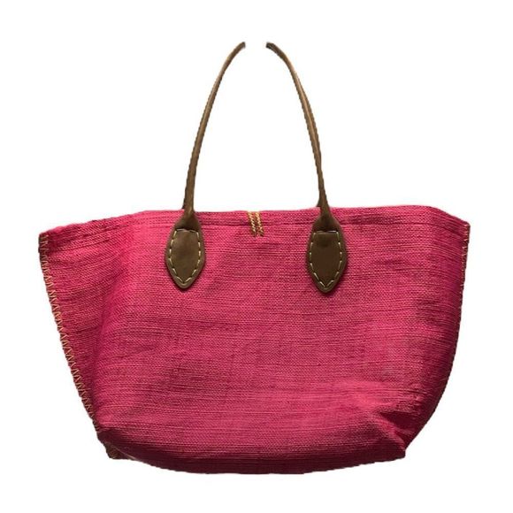 Lilly Pulitzer Pink Tote Bag with Tan Handles - Picture 2 of 7